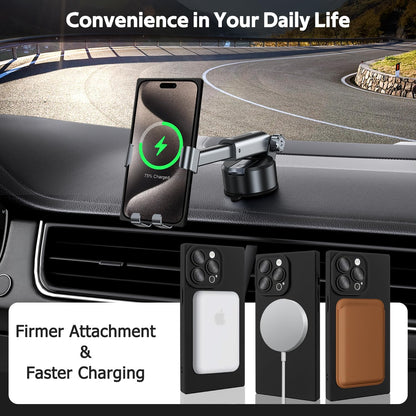 Designed for iPhone 15 Pro Max Case Compatible with Magsafe Cover Camera Lens Protector Military Grade Protection Shockproof Soft TPU Slim Magnetic Phone Case for iPhone 15 Pro Max Black