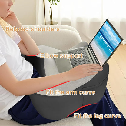 XWZO Lap Desk for Laptop with Cushion, Arm Rest Gaming and Reading Pillow，Laptop Desk Pillow with Anti Slip and Storage Functions with Eye Mask Included for Bed Couch Sofa Home Office