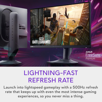 Alienware AW2524HF Gaming Monitor - 24.5-inch (1920x1080) 500Hz (Overclock) 0.5ms Display, Height/Tilt/Swivel/Pivot Adjustability, 3yr Advanced Exchange-Black