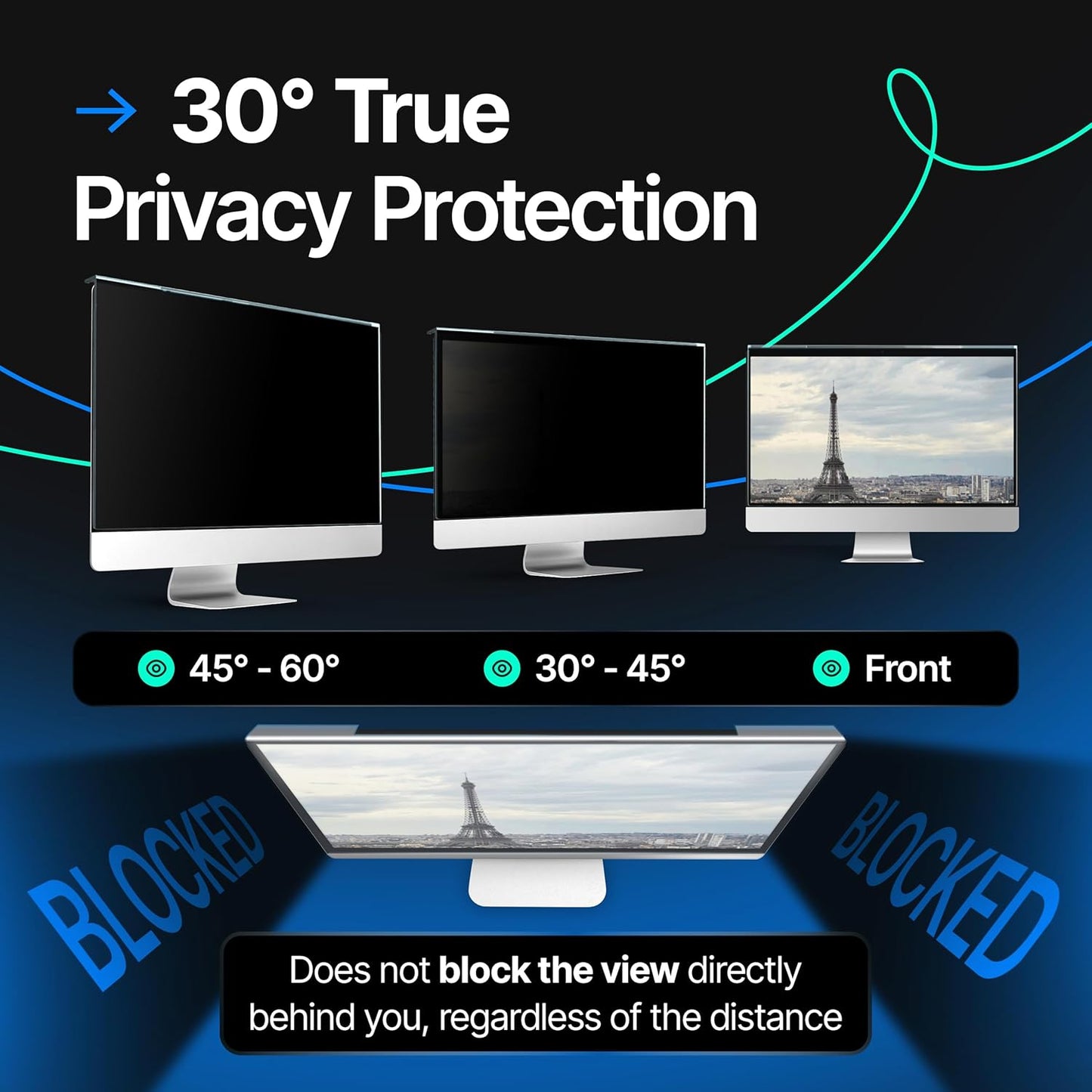 Acrylic 27 Inch Computer Privacy Screen Filter Compatible with 27 inch iMac (2012-2020) - 24.1" x 15.1" (612 x 384mm) - Monitor Frame Hanging Type