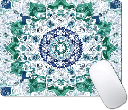 Aesthetic Mandala Pattern Custom Mouse Pad with Non-Slip Rubber, Small Square Design for Wireless Laptop & Computer Mouse Pads for Desk, 9.5 x 7.9 inch Smooth Surface for Gaming & Office