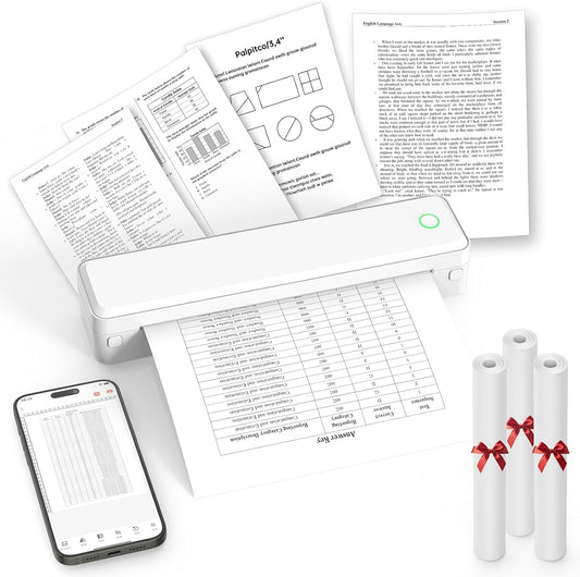 Portable Thermal Printer, Bluetooth Wireless Printer for Travel,Home Use,Office&School – Supports 8.5" x 11" US Letter, A4 & A5 Thermal Paper, Inkless Printing, Compatible with iOS, Android&Laptop