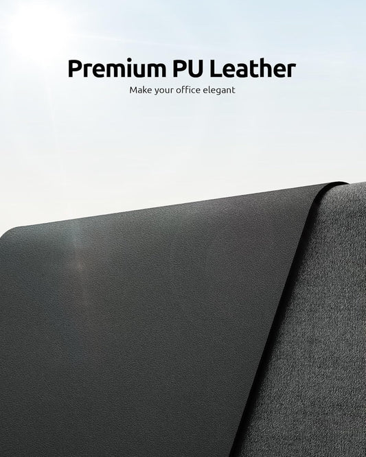 YSAGi Leather Desk Protector, Office Mat, Large Mouse Mat, Non-Slip PU Leather Blotter, Laptop Desk, Waterproof Writing Pad for Office and Home (Dark Grey, 23.6" x 13.8")