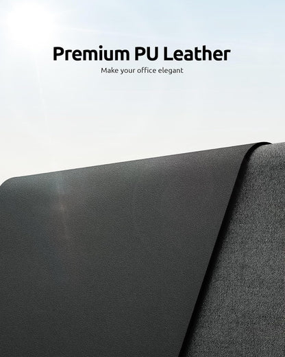 YSAGi Leather Desk Protector, Office Mat, Large Mouse Mat, Non-Slip PU Leather Blotter, Laptop Desk Pad, Waterproof Writing Pad for Office and Home (Dark Grey, 35.4" x 17")