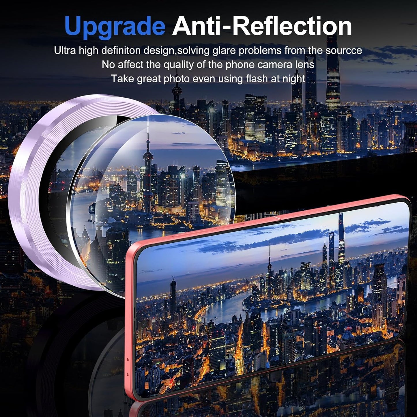 for Samsung Galaxy Z Flip 7 Camera Lens Protector, Individual Metal Ring Tempered Glass Lens Cover, [Strong Adsorption] Scratch Resistant Ultra-Thin HD Clear Lens Cover, 1 Set-Purple