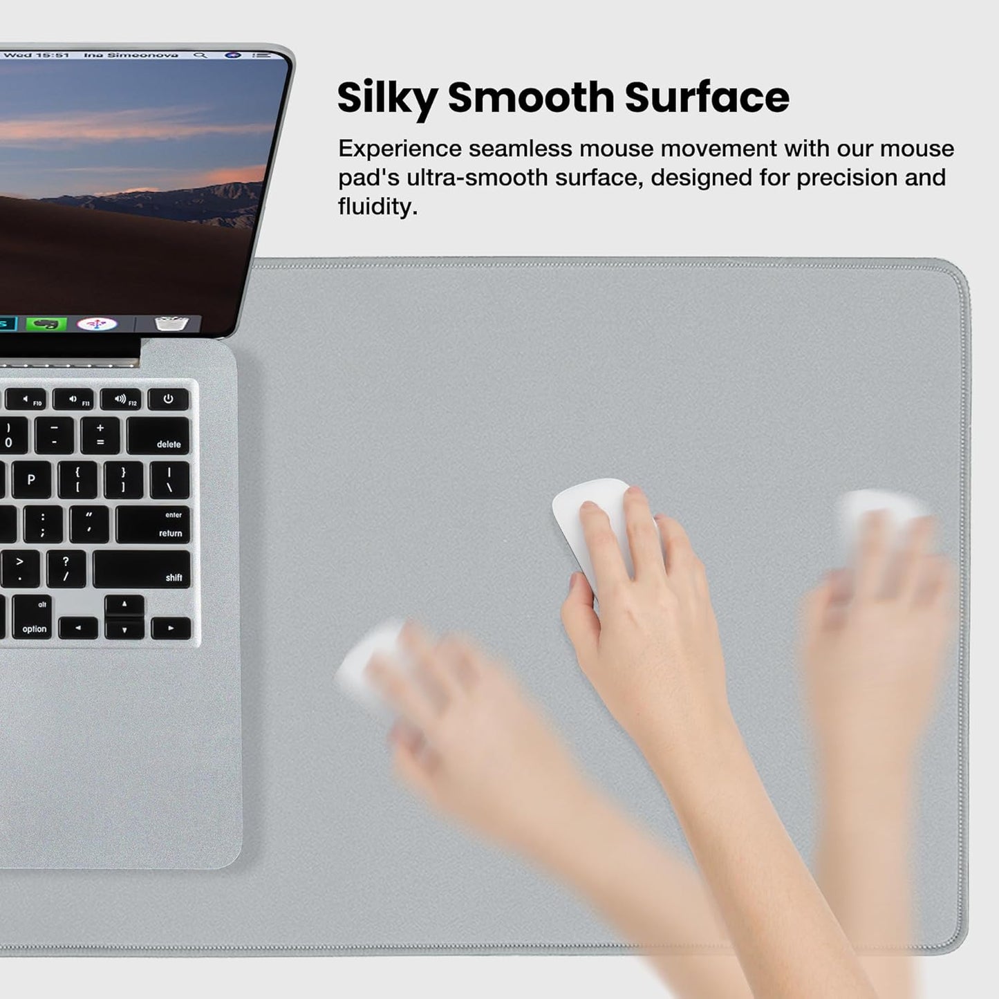 ALOANES Waterproof Mouse Pad with Durable Stitched Edge, XL Gaming Keyboard Pad, Non-Slip Rubber Base Mouse Mat, Extended Desk pad for Gamer, Office & Home, Gray Mousepad 31.5''x 11.8''x 0.12''