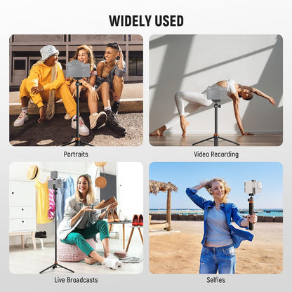 NEEWER BASICS 59"Selfie Stick Tripod Compatible with iPhone & DLSR Camera, Small Metal Compact Portable Travel Desk Stand with Remote Ball Head 2in1 Cell Phone Holder Mount for Video Recording Filming