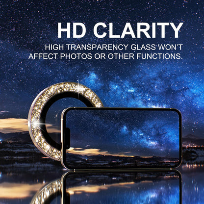 Choiche [3+1 for iPhone 13 Pro/iPhone 13 Pro Max Camera Lens Protector Bling, 9H Tempered Glass Camera Cover Screen Protector Metal Ring Decoration Accessories (Glitter-Gold)