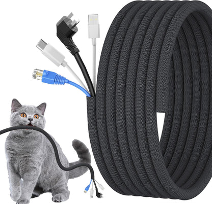 1/2 inch Cord Protectors from Pets No Chew, 10ft Wire Protector Cord Covers for Pets, Flexible Cable Sleeve Cord Management for TV/Computer/Electric Wires/Phone Charging Cables