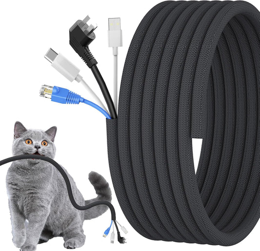 1/2 inch Cord Protectors from Pets No Chew, 10ft Wire Protector Cord Covers for Pets, Flexible Cable Sleeve Cord Management for TV/Computer/Electric Wires/Phone Charging Cables