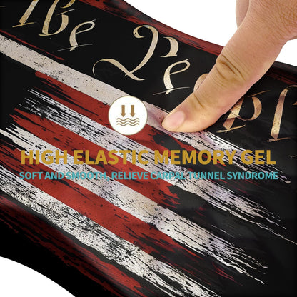 Hokafenle Ergonomic Mouse Pad Wrist Support with Massage Design, Wrist Rest Pain Relief Mousepad with Memory Foam&Non-Slip PU Base, Mouse Pads for Wireless Mouse & Desk (12x8 inch,Flag)