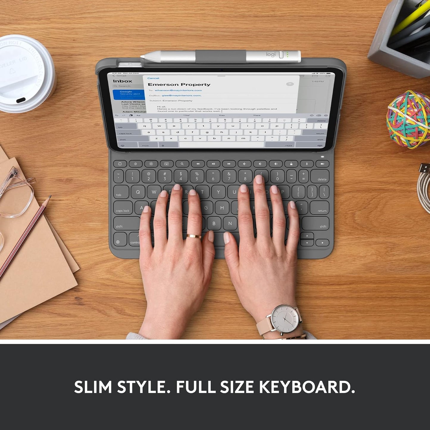 Logitech Slim Folio Keyboard Case for iPad (10th gen & A16) with Wireless Keyboard and Logitech Crayon (USB-C) Digital Pencil for All iPads (2018 Releases and Later)