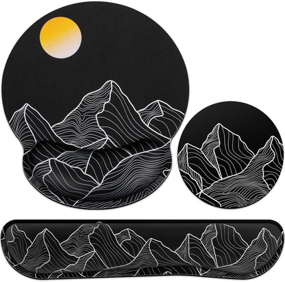 Ergonomic Keyboard Wrist Rest, Mouse Pad with Wrist Rest Black, Gaming Mousepad with Wrist Support, Memory Foam Wrist Rest Set for Computer Keyboard, Funny Cute Office Desk Accessories