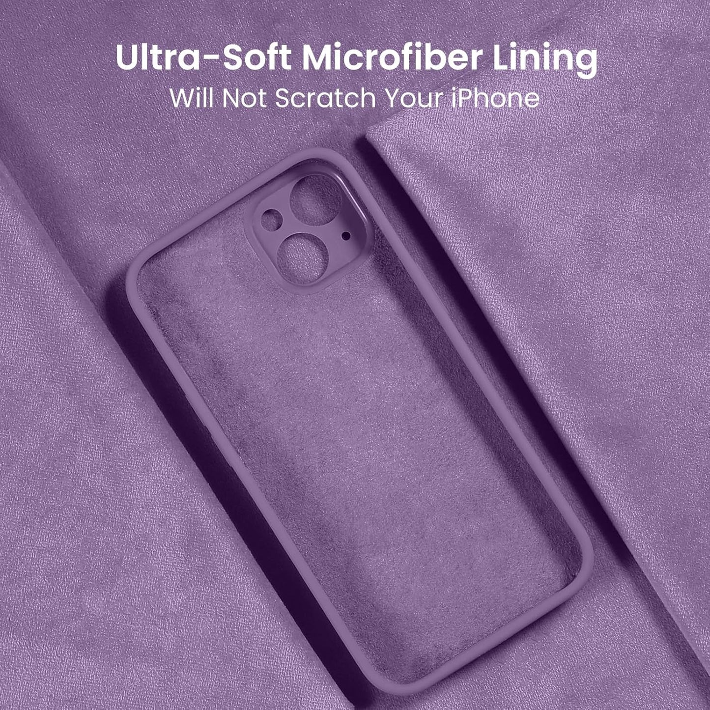FireNova Designed for iPhone 15 Case, Silicone Upgraded [Camera Protection] Phone Case with [2 Screen Protectors], Soft Anti-Scratch Microfiber Lining Inside, 6.1 inch, Light Purple