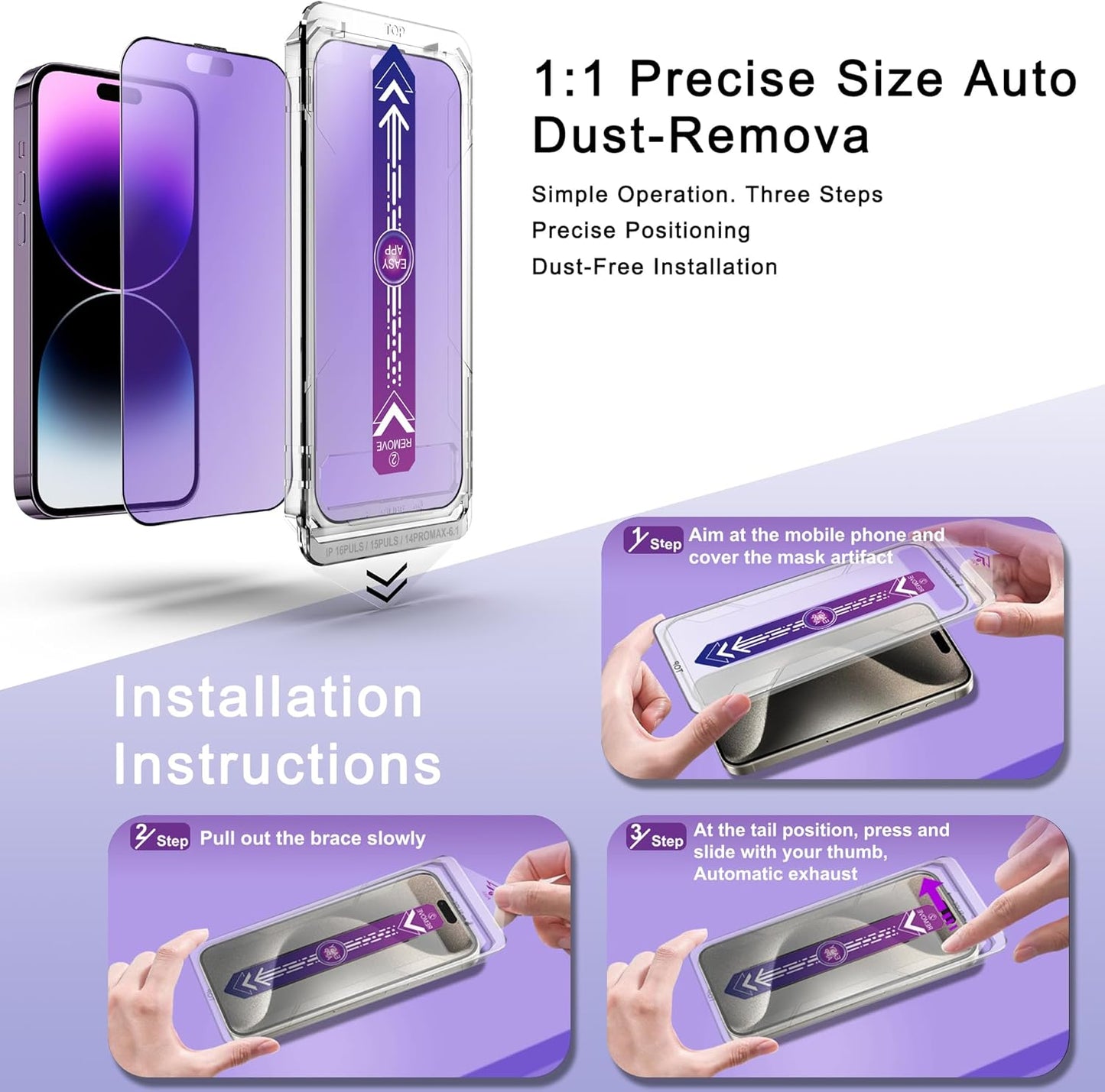 2 Pack Anti Blue Light Matte Screen Protector for iPhone 15 Plus and iPhone 14 Pro Max 6.7-Inch Auto Dust Removal, No Bubbles, Tempered Glass Film, Easy Installation