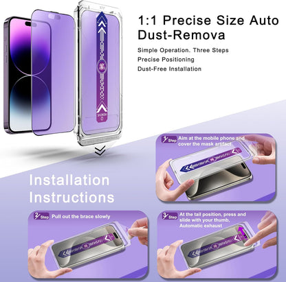 2 Pack Anti Blue Light Matte Screen Protector for iPhone 15 Plus and iPhone 14 Pro Max 6.7-Inch Auto Dust Removal, No Bubbles, Tempered Glass Film, Easy Installation