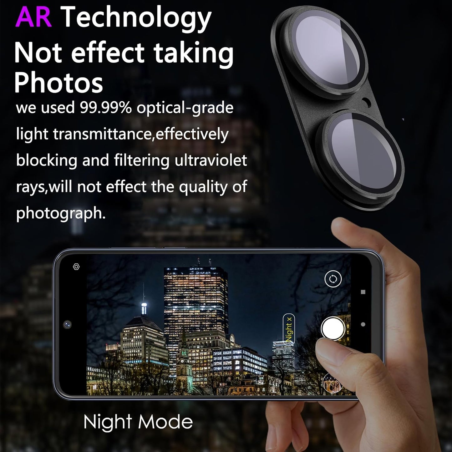 2 Pack Camera Lens Protector for iPhone 16 / iPhone 16 Plus,[Not Easy to Breakn ] AR Tempered Glass Strong Adsorption Metal Camera Cover Screen-Black