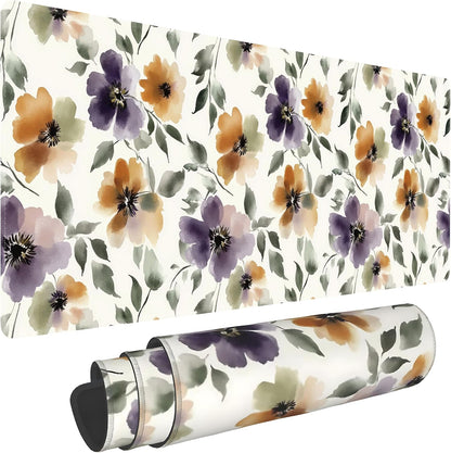 Watercolor Floral Large Mouse Pad,Gaming Keyboard Desk Pad,Extended Mouse Mat Non-Slip Rubber Base with Stitched Edges for Office Game Home XL 31.5"x11.8"