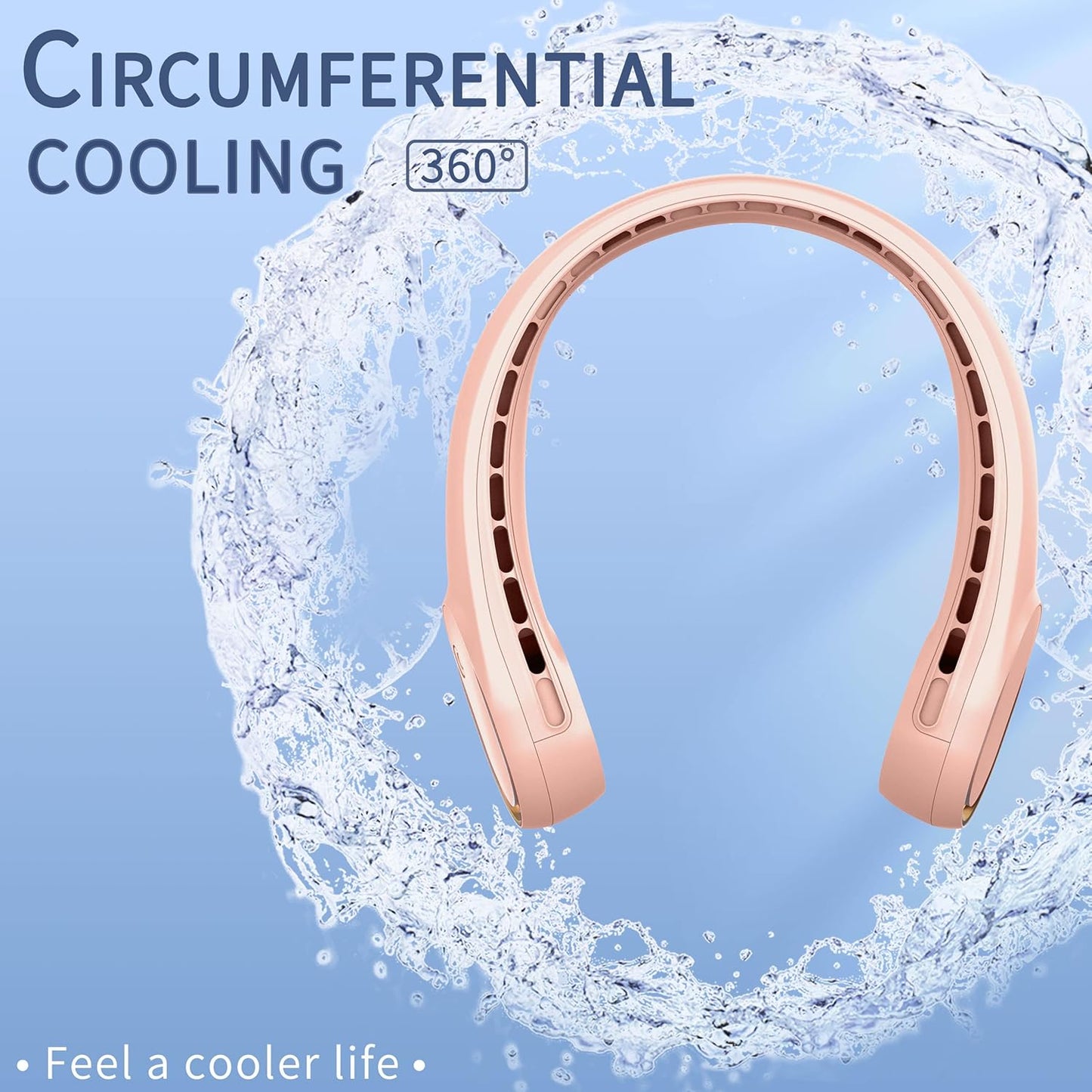 FrSara Neck Fan, Portable Personal Fan Strong Wind, 5200mAh, Air Volume,360° Cooling, No Hair Twisting, Air Volume On 2 Sides, Non-Slip, Quick Charge, Long Use Time, Gift for Women, Men, Birthday