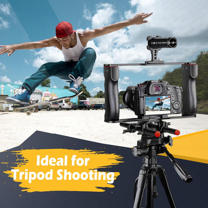 Zeadio Camera Video Rig Cage, Aluminum Filmmaking Movie Making Kit with Top Handle & Arca Type Base and Two 15mm Rod Guide, Compatible with All DSLR Camera and Camcorder