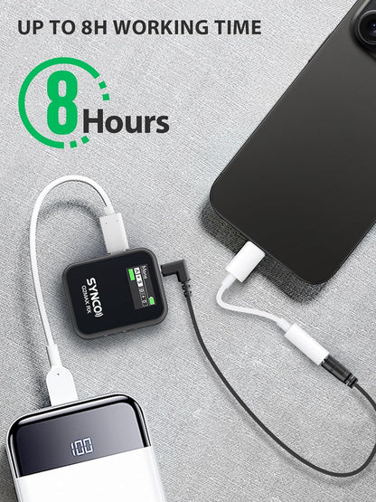 SYNCO Wireless Lavalier Microphone, G2(A2) MAX 2.4G Dual Transmitter 24 Hours Recording 656FT 8H for Online Class Vlog Stream YouTube for DSLR Phone Laptop, Professional-Lapel-Mics-for-Cameras