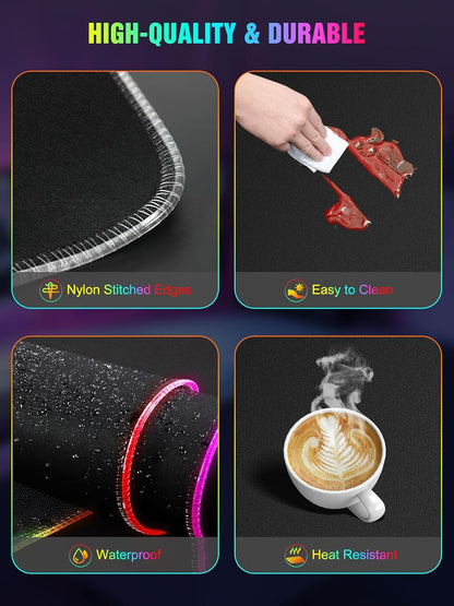 TopMade Wireless Charging RGB Mouse Pad, Waterproof Gaming Desk Mat with 4 Light Modes & 11 RGB Colors, 31.5"x15.75" XXL Large Desk Pad(Includes 20W PD Power Adapter & 6.56ft Woven Cable)