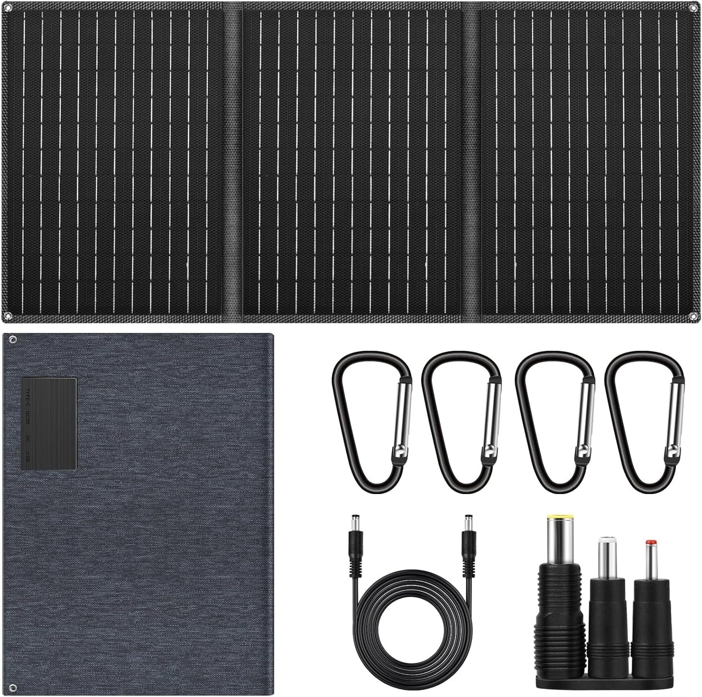 30W 100W 200W 400W Solar Panel,Portable Foldable Solar Panel Kit,Black with Carrying Case (30W)