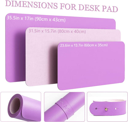 YSAGi Non-Slip Leather Desk Pad, Waterproof Laptop Computer Desk Keyboard Mat, Table Protector Blotter Mat, Large Mouse Pad for Office/Work/Home/Decor(Purple, 23.6" x 13.7")