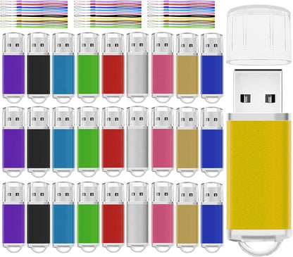 USB Thumb Drive 8GB Flash Drive 50 Pack, Nicepicten FAT32 Memorias USB 2.0 Flash Drive Bulk 8GB Jump Drives Multiapck Memory Stick with 50PCS Lanyards (Mixcolor 50 Pack, 8 GB)