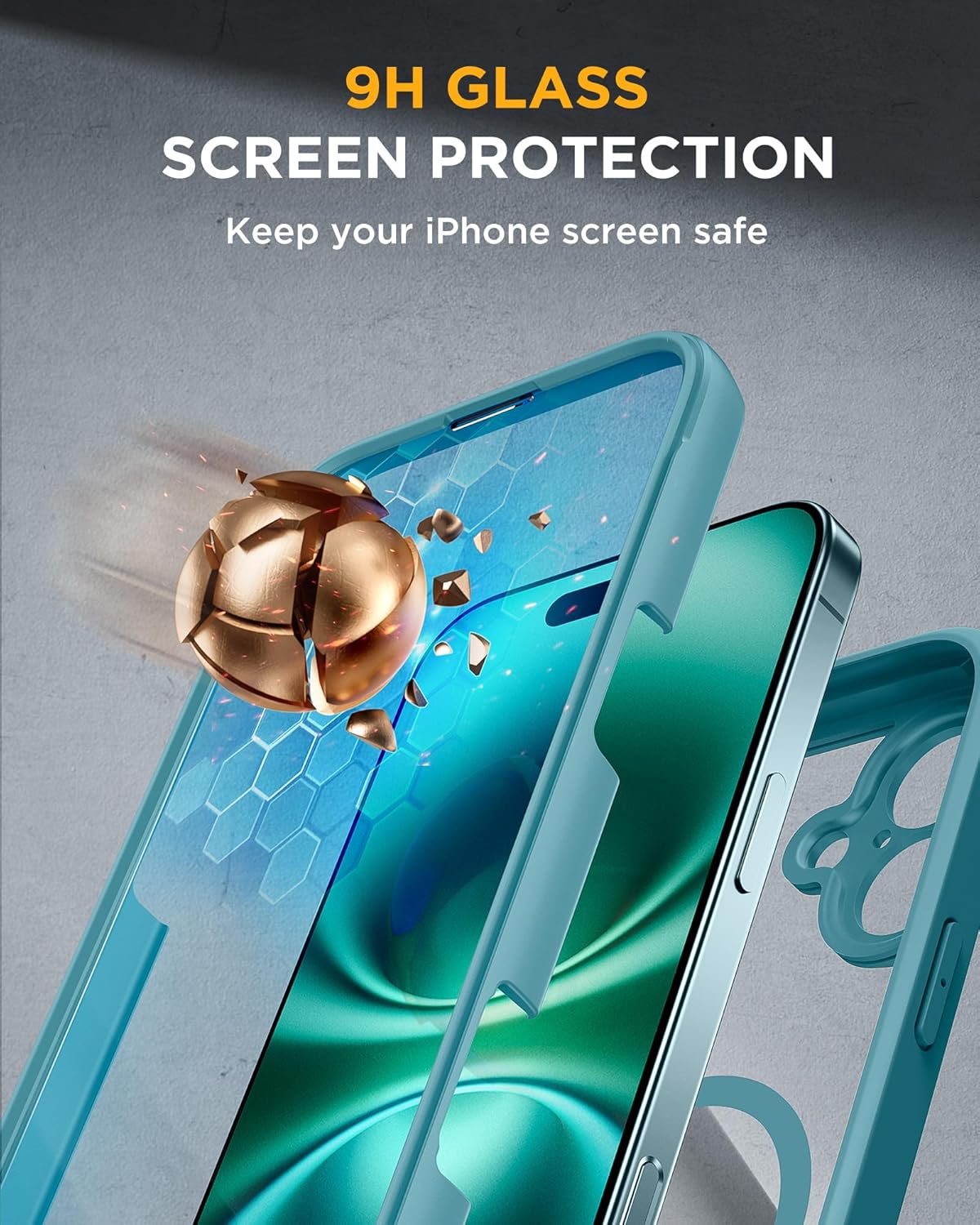 Miracase Magnetic for iPhone 16 Plus Case Full-Body Phone with Built-in Glass Screen Protector, [Compatible with MagSafe] Military Drop Proof 16 Plus Cover Bumper 6.7 inch, Green