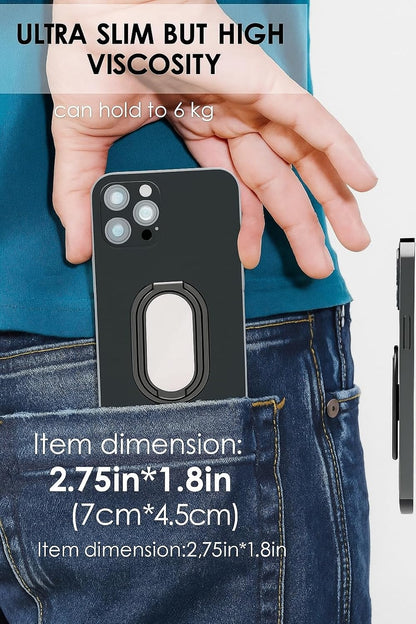 Phone Ring Holder Finger Kickstand, 360° Rotation Cell Phone Ring Holder Stand Metal Phone Back Grip for Magnetic Car Mount Foldable Cell Phone Stand Compatible with Most Smartphones