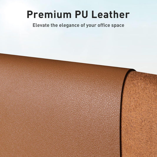 Aothia Leather Desk Pad Protector, Mouse Pad, Office Desk Mat, Non-Slip PU Leather Desk Blotter, Laptop Desk Pad, Waterproof Desk Writing Pad for Office and Home (48"x17",Brown)