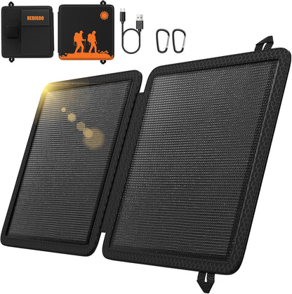 REDIGOO Portable 10W Solar Panel Charger, Mini Solar Panel with USB-C Outputs Compatible with Cell Phone Tablet, 2025 Latest Version Solar Charger for Cell Phone,Camping, Hiking, Backpacking