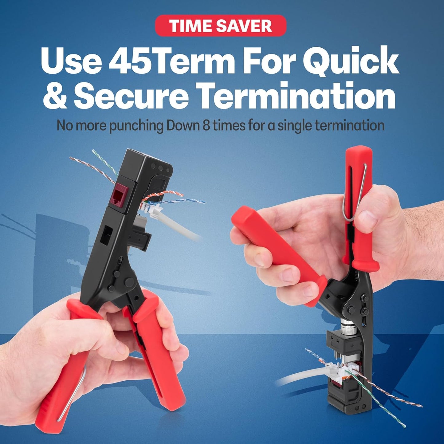 Everest 45° Angled RJ45 Cat5e Keystone Jacks 50-Pack in Red - Slim Profile Female RJ45 Connectors - Cat 5e Keystone Jack - Compatible with 45° Angled Speed Termination Tool - 45Term (B0BL3GS7ZY)