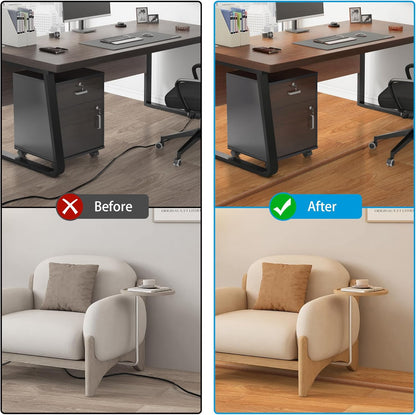 Floor Cord Cover 10ft, Cord Hider Floor Yellow Oak Wood, Floor Cable Management Prevent Cable Trips, Floor Cable Cover Wire Covers for Power Cords, Cord Protector Cord Cavity W0.47in H0.28in