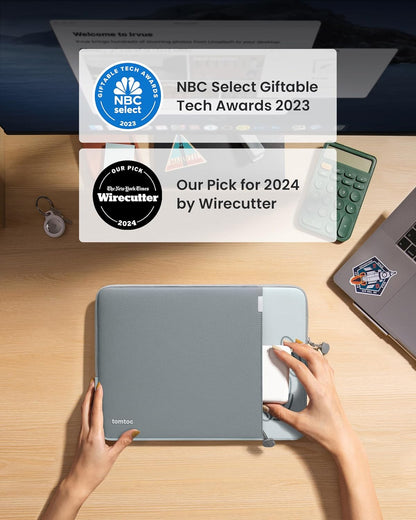 tomtoc 360° Protective Laptop Sleeve for 13-inch New MacBook Air M4/A3240 2025, M3/A3113, M2/A2681 M1/A2337 A2179 A1932, 13-inch MacBook Pro M2/A2686 M1/A2338, Water-Resistant Computer Case Bag