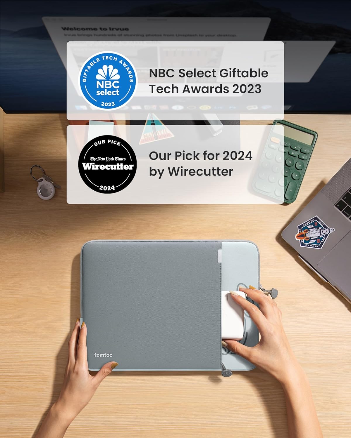 tomtoc 360° Protective Laptop Sleeve for 16-inch MacBook Pro M4/M3/M2/M1 Pro/Max A3403 A3186 A2991 A2780 A2485 A2141 2024-2019, Dell XPS 16 Laptop, Water-Resistant MacBook Case with Accessory Pocket