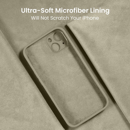 FireNova Designed for iPhone 15 Plus Case, Silicone [Camera Protection] Case with [2 Screen Protectors], Soft Anti-Scratch Microfiber Lining Inside, 6.7 inch, Khaki