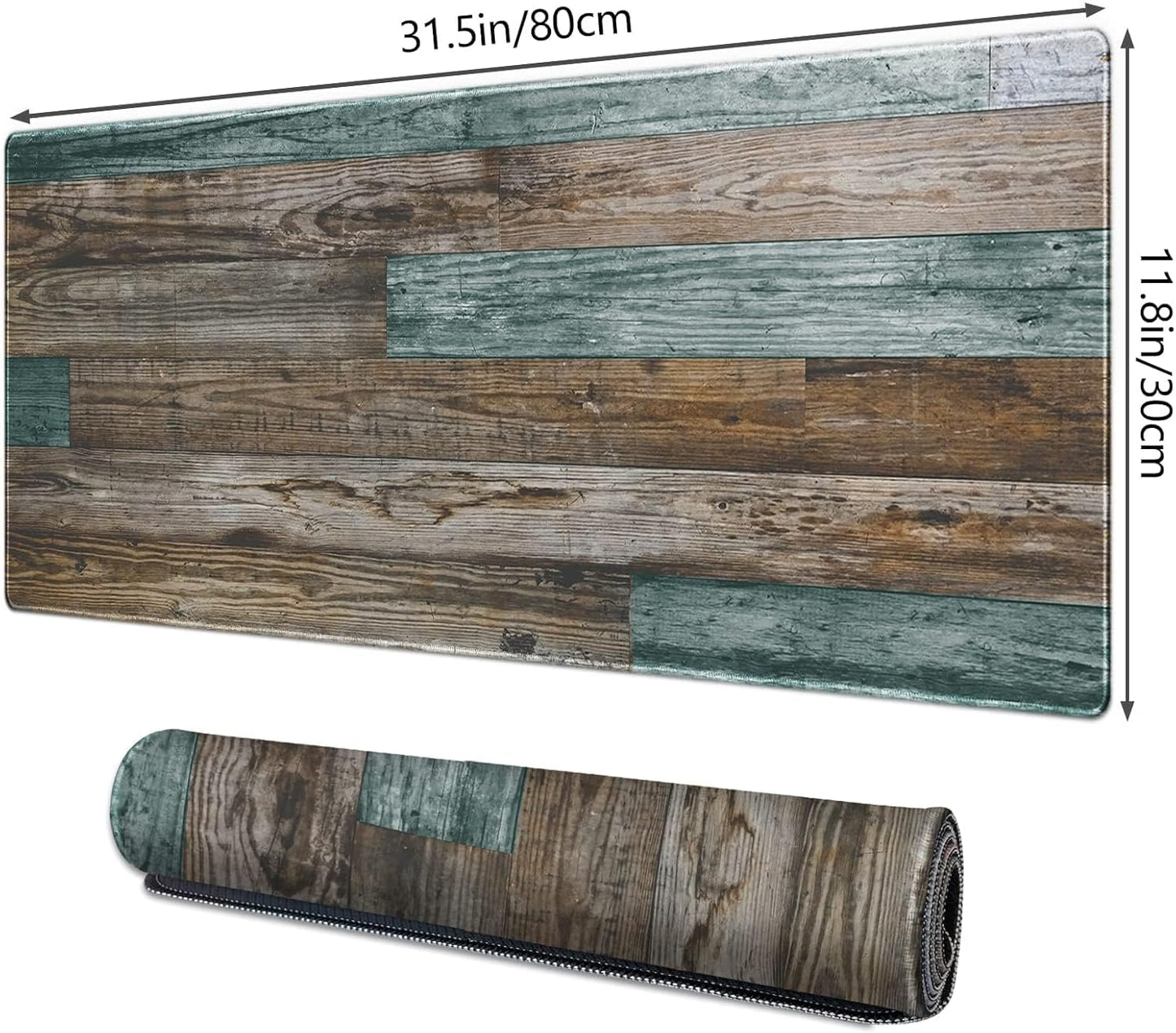 Galdas Gaming Mouse Pad Vintage Wood Grain Pattern XXL XL Large Mouse Pad Mat Long Extended Mousepad Desk Pad Non-Slip Rubber Mice Pads Stitched Edges Thin Pad (31.5x11.8x0.12Inch)