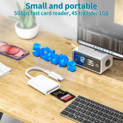 USB C SD Memory Card Reader [Apple MFi Certified] Type C to SD Card Adapter for iPhone 15 USB C Camera Adapter Trail Camera Viewer for iPhone 16 15 iPad MacBook Air/Pro Galaxy, Plug and Play