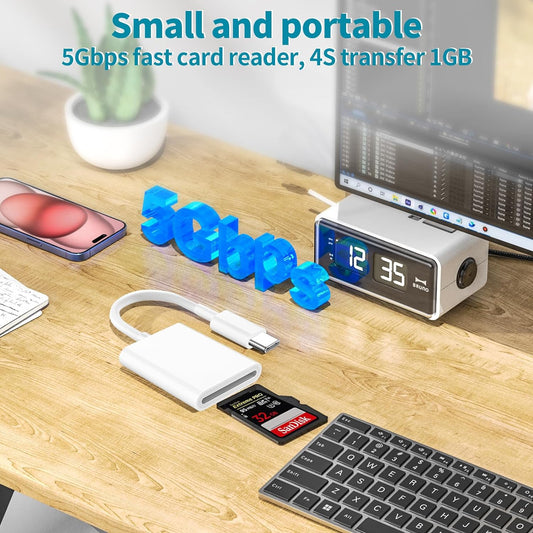 USB C SD Memory Card Reader [Apple MFi Certified] Type C to SD Card Adapter for iPhone 15 USB C Camera Adapter Trail Camera Viewer for iPhone 16 15 iPad MacBook Air/Pro Galaxy, Plug and Play