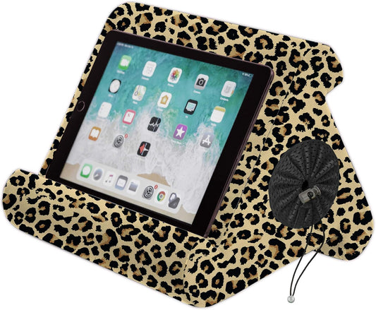 Flippy Tablet Stand with Cubby Storage and Multi-Angle Viewing for Home, Work & Travel. Our Tablet Holder Has Storage for Your All Your Personal Items. (Def Leopard)
