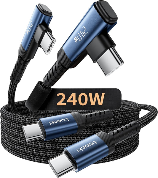 USB C Cable [2Pack, 6.6ft] 240W Fast Charging Type C Cord, Nylon Braided USB 2.0 Cable for iPhone 16 15 Pro Max, iPad Pro, Samsung Galaxy S24 S23, Switch, MacBook Pro, Pixel