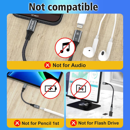 AGVEE 2 Pack 4 inch Lightning Female to USB C Male PD Adapter, 27W Fast Charger Charging Comverter for iPhone 15 16 Plus Pro Max Carplay, Samsung S25 S24 S23 S22, Not for Audio, Dark Gray