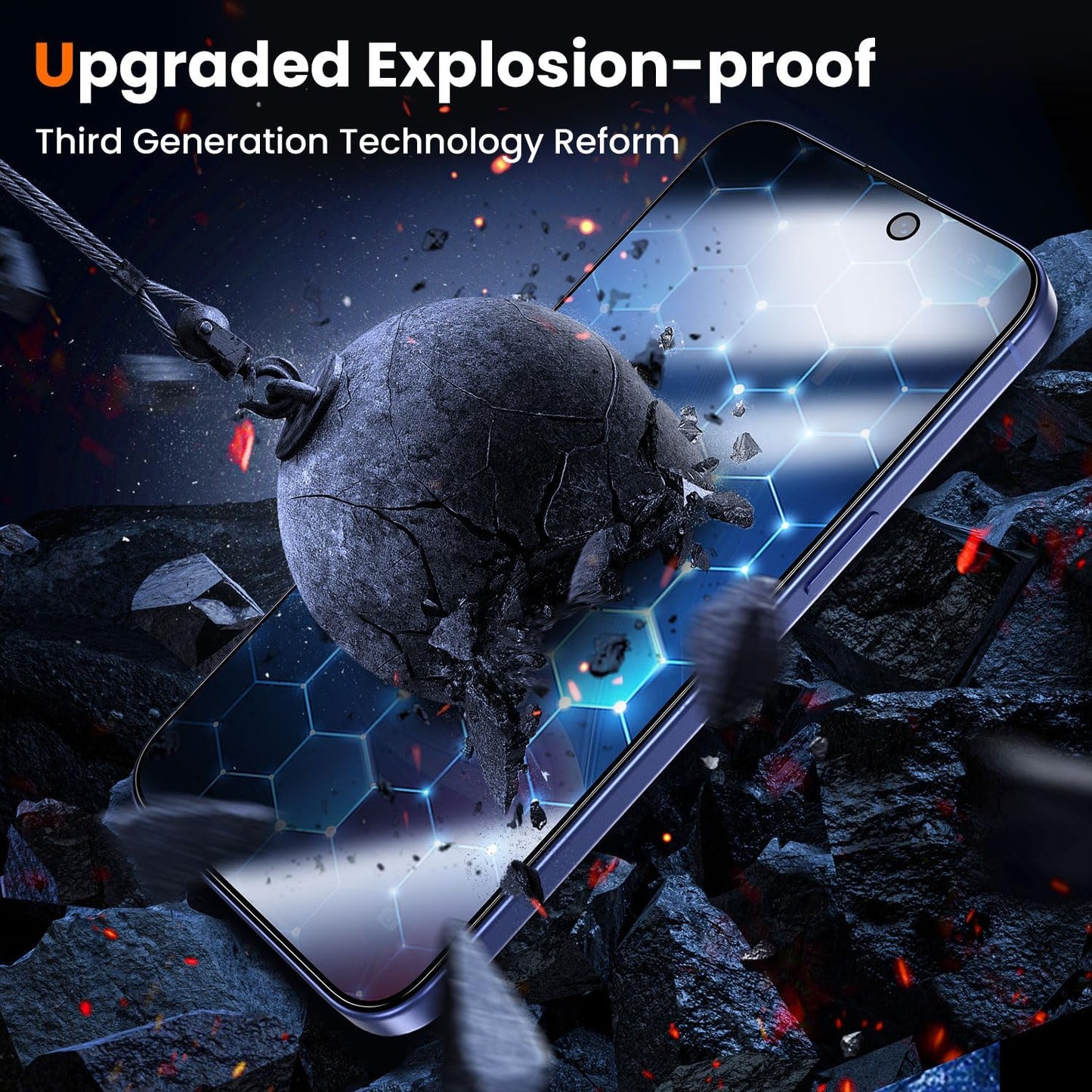 UniqueMe for iPhone 16 / iPhone 15 Privacy Screen Protector - [Military Grade Shatterproof & 9H+ Hardness] Screen Protector 16/15 Tempered Glass Full Coverage Protection, Easy to install, 2 Packs