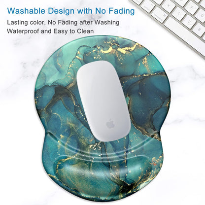 ITNRSIIET Ergonomic Mouse Pad with Gel Wrist Support Small Wrist Rest Smooth Surface Non-Slip PU Base Comfortable Office Supplies Pain Relief, 8.7 x 7.2 inches, Abstract Ink Tempera