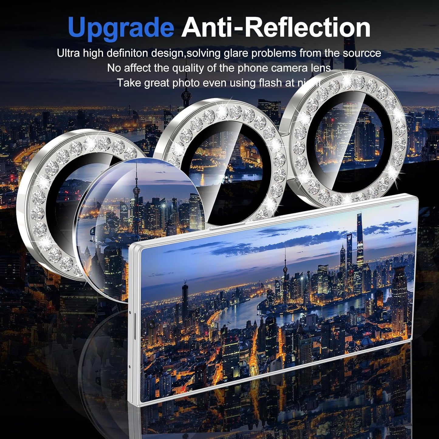 for Samsung Galaxy Z Fold 7 Camera Lens Protector, Individual Metal Ring Tempered Glass Lens Cover, [Strong Adsorption] Scratch Resistant Ultra-Thin HD Clear Lens Cover, 1 Set-Slivery Diamond