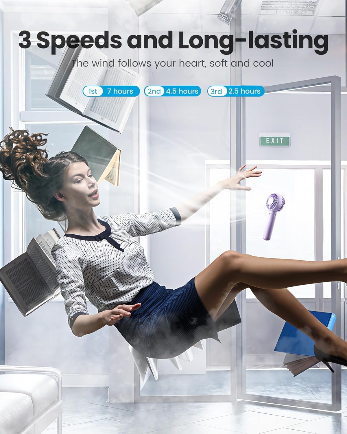 Gaiatop Mini Portable Fan, Small and Powerful, Cute Design 3 Speed Personal Handheld fan and Desktop with Base, Lightweight USB Rechargeable for Travel Lash Makeup Girl Women Summer Gift Purple