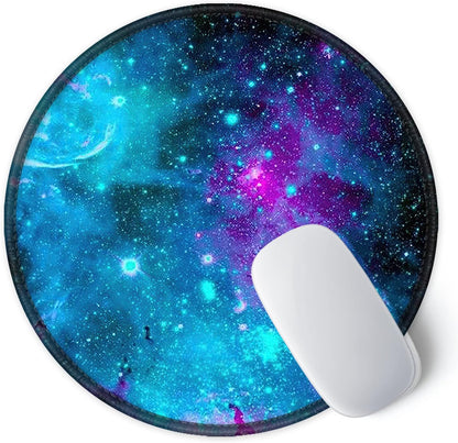 ITNRSIIET Round Mouse Pad with Stitched Edge Premium-Textured Waterproof Non-Slip Rubber Base Desktop Protection Mat Diameter 8.7 inches, Nebula Galaxy