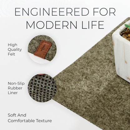 Nordik Large Felt Desk Mat – Timber Moss Green – 35 x 17 inch – Computer Desk Mat – Keyboard and Mouse Pad – Large Desktop Felt Pad